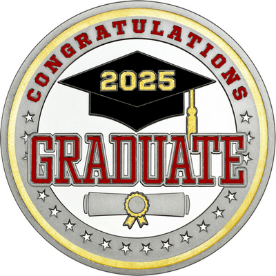 Maroon "Congratulations Graduate" with Gold 2025, Rim, Tassel & Ribbon
